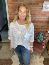 Load image into Gallery viewer, Broken Hearted White Striped Top