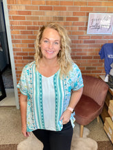 Load image into Gallery viewer, Coming Home Turquoise Floral Top