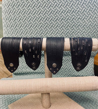 Load image into Gallery viewer, Black Genuine Leather Shredded Cuffs