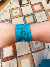 Load image into Gallery viewer, Turquoise Genuine Leather Shredded Cuffs