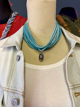Load image into Gallery viewer, Genuine Leather Turquoise Shredded Necklace