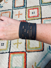 Load image into Gallery viewer, Dark Brown Genuine Leather Shredded Cuffs