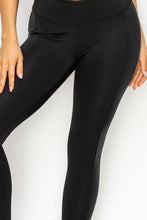Load image into Gallery viewer, Black Leggings with Faux Leather Stripe