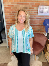 Load image into Gallery viewer, Coming Home Turquoise Floral Top
