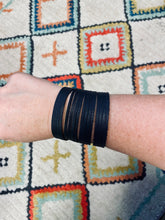 Load image into Gallery viewer, Black Genuine Leather Shredded Cuffs