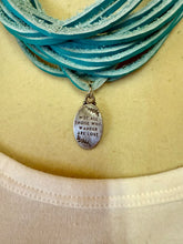 Load image into Gallery viewer, Genuine Leather Turquoise Shredded Necklace