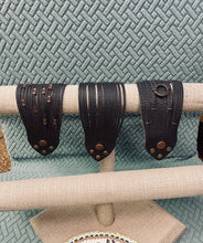 Load image into Gallery viewer, Dark Brown Genuine Leather Shredded Cuffs