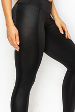Load image into Gallery viewer, Black Leggings with Faux Leather Stripe