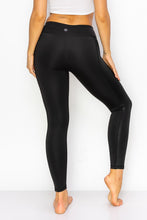 Load image into Gallery viewer, Black Leggings with Faux Leather Stripe
