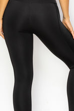 Load image into Gallery viewer, Black Leggings with Faux Leather Stripe