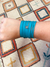 Load image into Gallery viewer, Turquoise Genuine Leather Shredded Cuffs