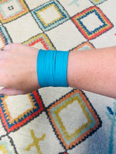 Load image into Gallery viewer, Turquoise Genuine Leather Shredded Cuffs