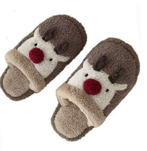 Load image into Gallery viewer, Reindeer Fuzzy Slippers