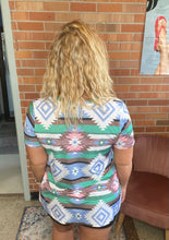 Load image into Gallery viewer, Heartland Turquoise Aztec Top