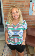 Load image into Gallery viewer, Heartland Turquoise Aztec Top
