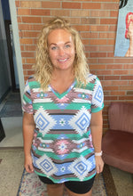 Load image into Gallery viewer, Heartland Turquoise Aztec Top