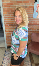 Load image into Gallery viewer, Heartland Turquoise Aztec Top