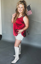 Load image into Gallery viewer, All American Girl Red Satin Tank