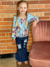 Load image into Gallery viewer, Kids Aqua Floral Top and Jeans Set - Ella’s Arrow