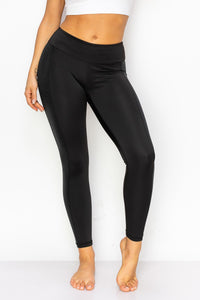 Black Leggings with Faux Leather Stripe