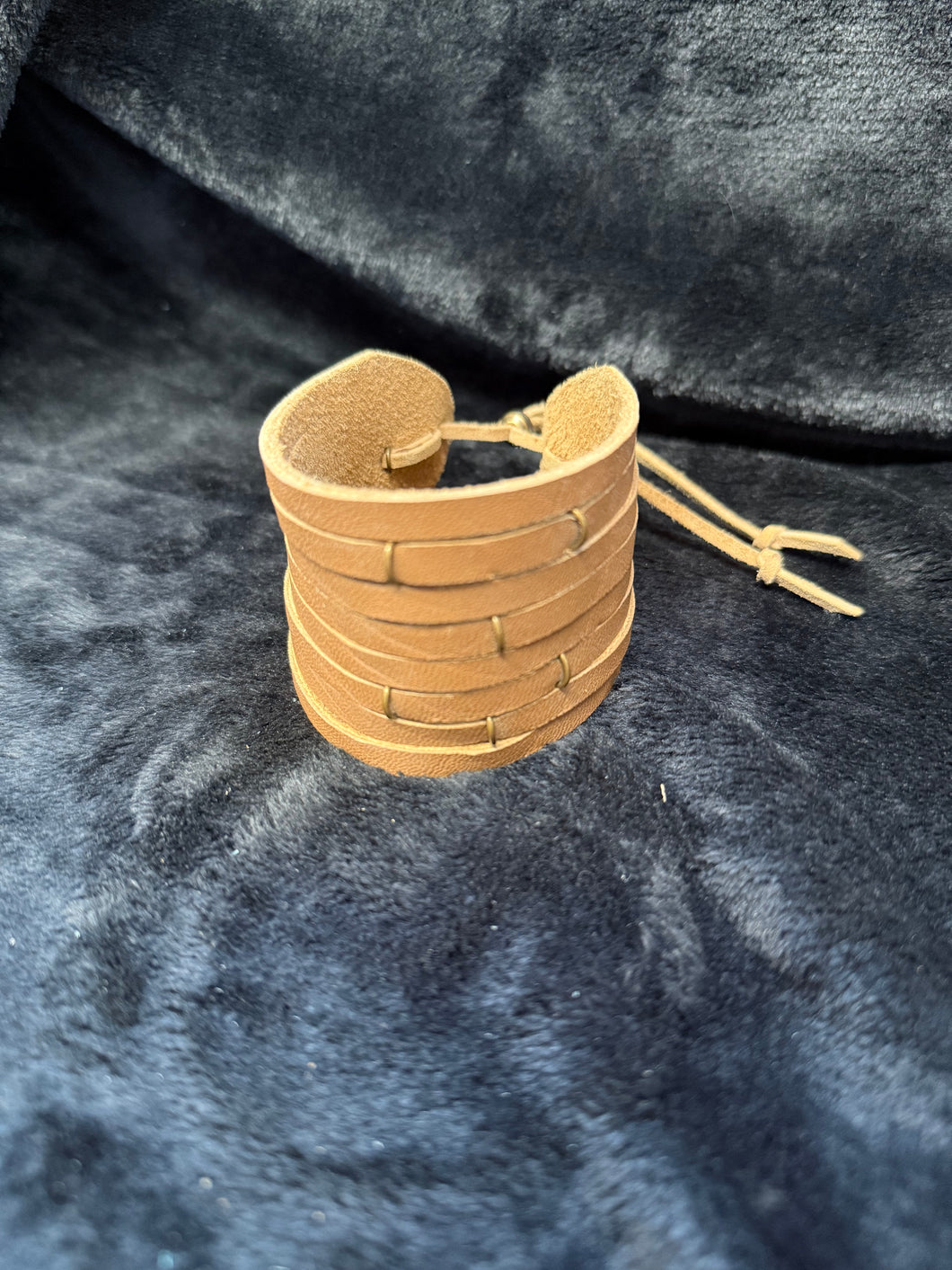 Sasha Genuine Leather Shredded Cuffs