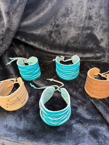 Sasha Genuine Leather Shredded Cuffs