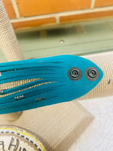 Turquoise Genuine Leather Shredded Cuffs