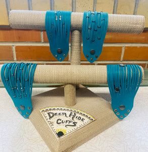 Turquoise Genuine Leather Shredded Cuffs