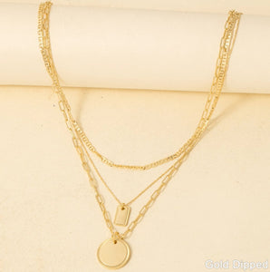 Layered Gold Pendant Necklace Set