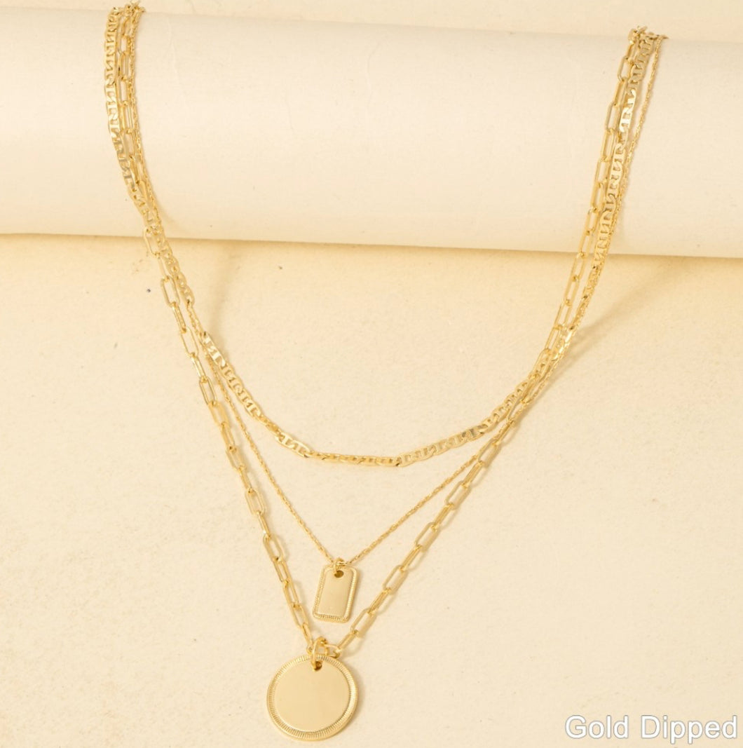Layered Gold Pendant Necklace Set