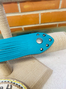 Turquoise Genuine Leather Shredded Cuffs