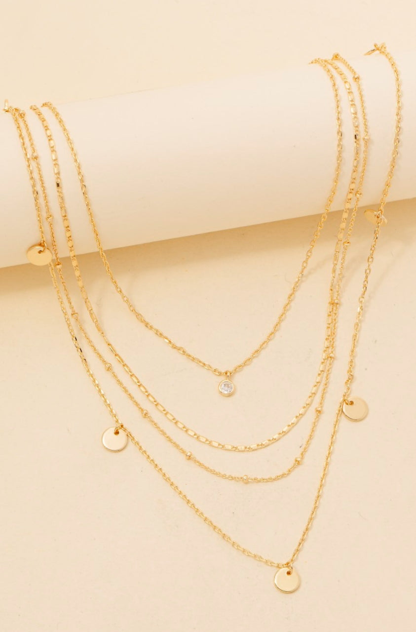 Layered Gold Charm Necklace Set