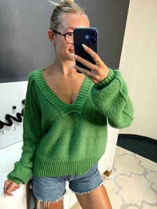 Back Up Plan Green Sweater
