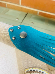 Turquoise Genuine Leather Shredded Cuffs
