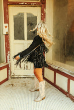 Load image into Gallery viewer, Fringe Finatic Tuxedo Black Cardigan
