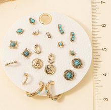Load image into Gallery viewer, Turquoise Hoops and Studs Earring Set
