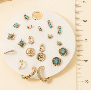 Turquoise Hoops and Studs Earring Set