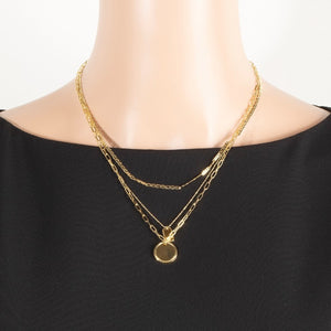 Layered Gold Pendant Necklace Set