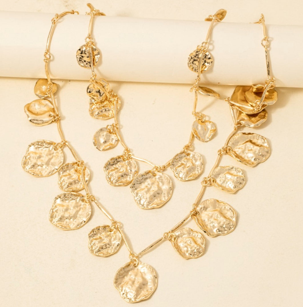 Layered Gold Charm Necklace Set
