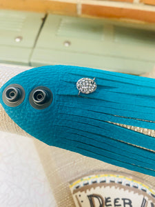Turquoise Genuine Leather Shredded Cuffs