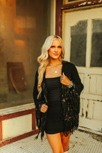 Load image into Gallery viewer, Fringe Finatic Tuxedo Black Cardigan

