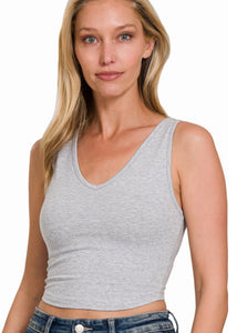 So Right Heathered Grey Cropped Tank