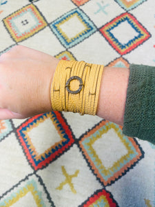 Tan Genuine Leather Shredded Cuffs