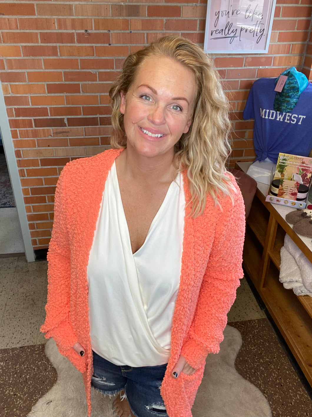 All My Life Coral Popcorn Cardigan