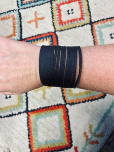 Dark Brown Genuine Leather Shredded Cuffs