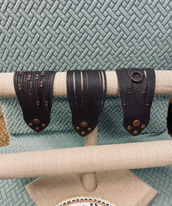 Dark Brown Genuine Leather Shredded Cuffs