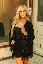 Load image into Gallery viewer, Fringe Finatic Tuxedo Black Cardigan
