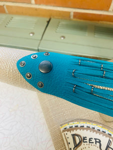 Turquoise Genuine Leather Shredded Cuffs