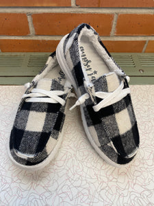 Riley Black & White Buffalo Plaid Shoes