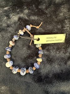 Knotted Leather & Gemstone Bracelets